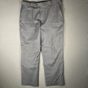Stafford Wool Blend Comfrot Gray Flat Front dress‎ Pants Size 36x30